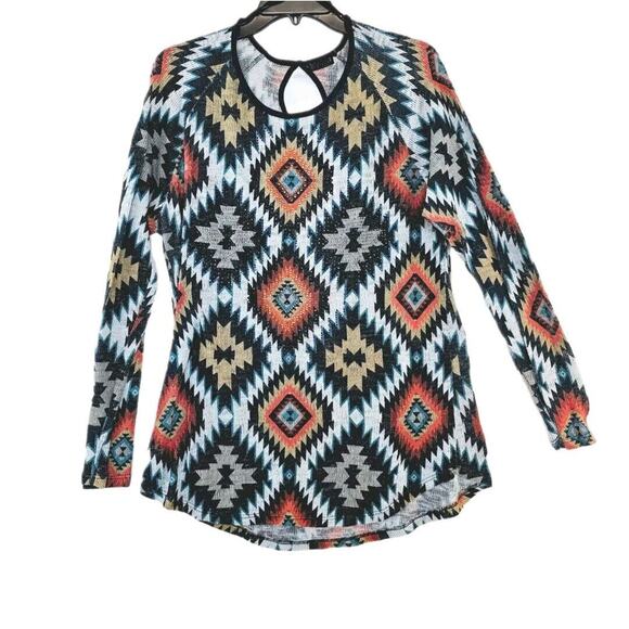 Vocal Shirt Blouse Women's X Large Long Sleeve Embellished Aztec Design Made USA - Picture 1 of 9